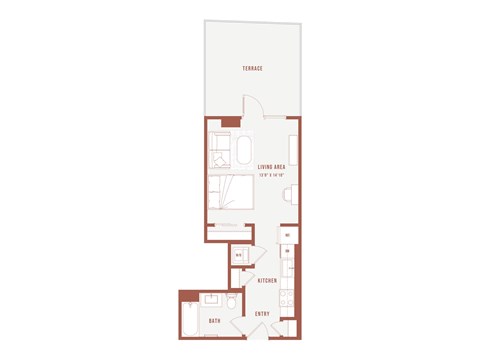Floor plan for studio, 1 bath, 449 sqft